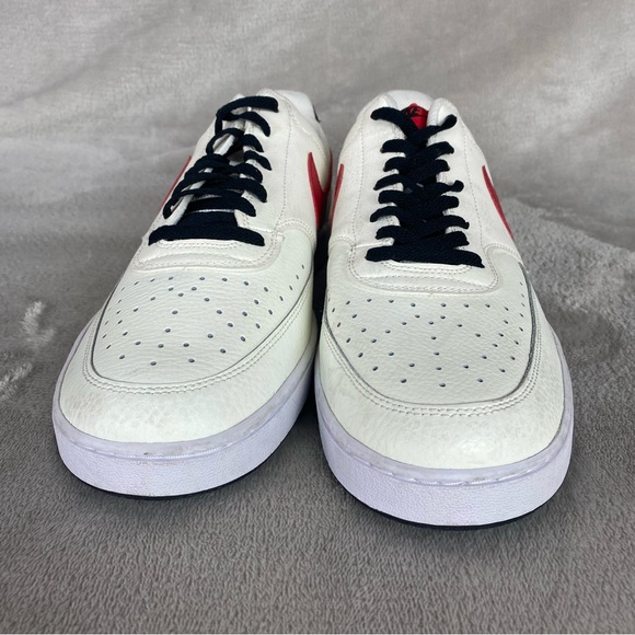 Nike Court Vision Low Sail Men's Sneakers Shoes Size 13 White Red Leather - Picture 5 of 11